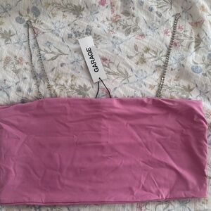 Garage Rhinestone Pink Tube Top
